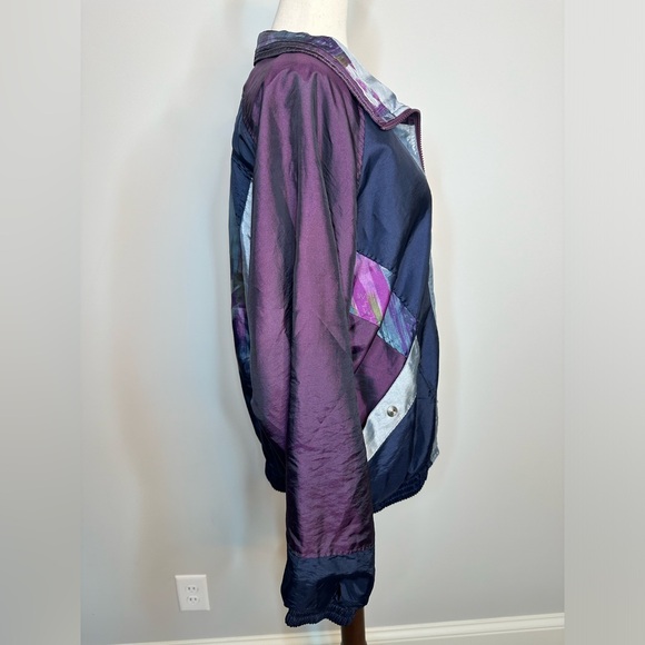 Sz M New York Classics nylon vintage retro track jacket full zip purple grey 90s - Picture 5 of 8